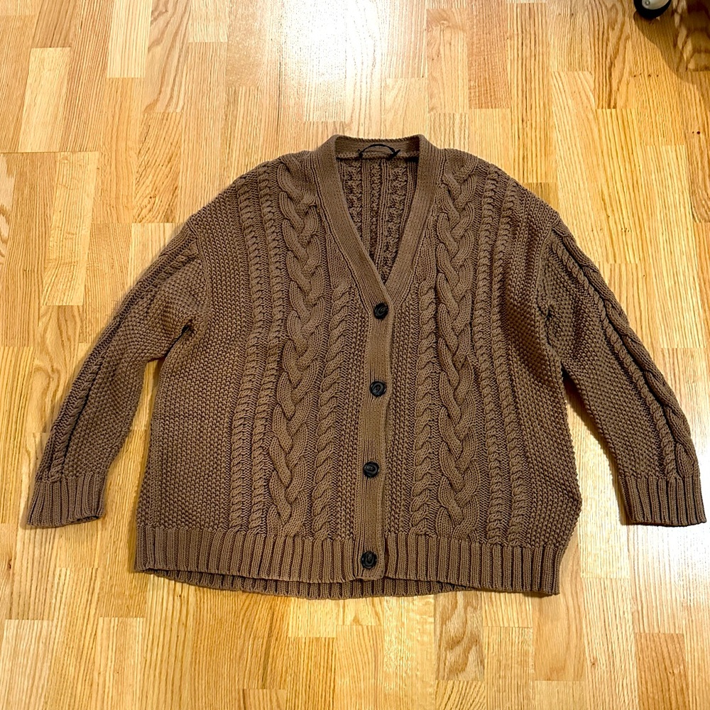 Jenni Kayne Cable Cardigan Sweater, cotton, size S